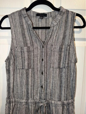 Kelly Renée Women’s M Black White Striped Romper Sleeveless Utility Drawstring
